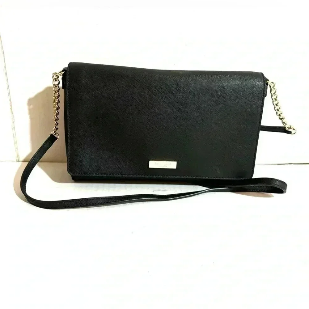 Kate spade black leather crossbody handbag